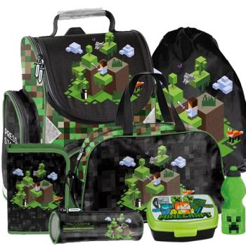 Minecraft-Game-Pixel-Play-Playworld-Ranzen-Schulranzen-Tornister-Set