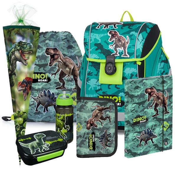 Dinosaurier Dino T-REX Ranzen Schulranzen Rucksack Set mit Heftbox