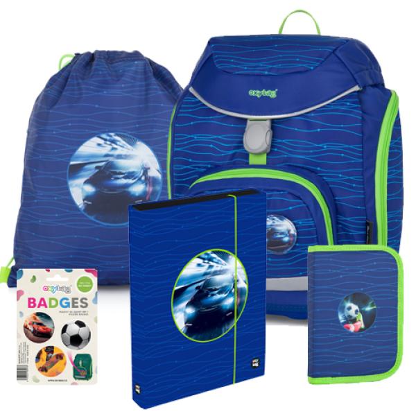 OXY-Sherpy-Auto-Fußball-Schulranzen-Tornister-Ranzen-Rucksack-Set-Patches