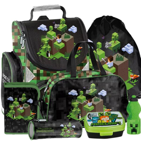 Minecraft-Game-Pixel-Play-Playworld-Ranzen-Schulranzen-Tornister-Set