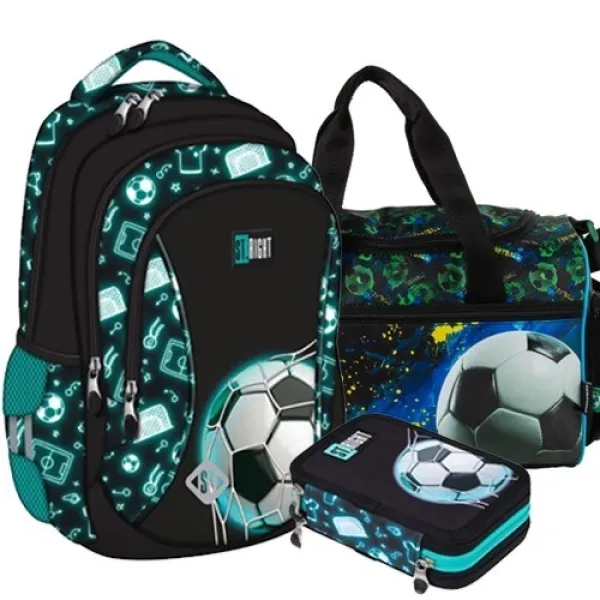 Neon-Fussball-Rucksack-Schulrucksack-Tasche-Schulranzen